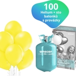 Helium set a žluté balónky 100 kusů