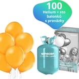 Helium set a oranžové balónky 100 kusů