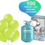 Helium set a světlezelené balónky 100 kusů