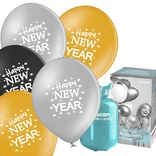 Helium set s balónky Happy New Year Metallic mix 25ks 