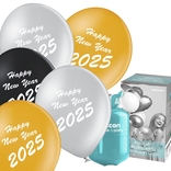 Helium set s balónky Happy New Year Metallic mix 25ks 