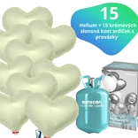 Helium set IBREX srdce krémové 15 ks - balónky s dobou létání 30 dní