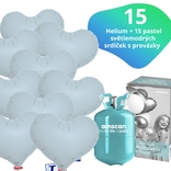 Helium set IBREX srdce světle modré 15 ks - balónky s dobou létání 30 dní