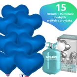 Helium set IBREX srdce tmavě modré 15 ks - balónky s dobou létání 30 dní