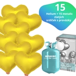 Helium set IBREX srdce zlaté 15 ks - balónky s dobou létání 30 dní