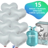 Helium set IBREX srdce stříbrné 15 ks - balónky s dobou létání 30 dní