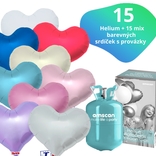 Helium set IBREX srdce mix barev 15 ks - balónky s dobou létání 30 dní