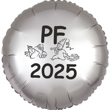 Silvestrovský balónek fóliový PF 2025 stříbrný kruh